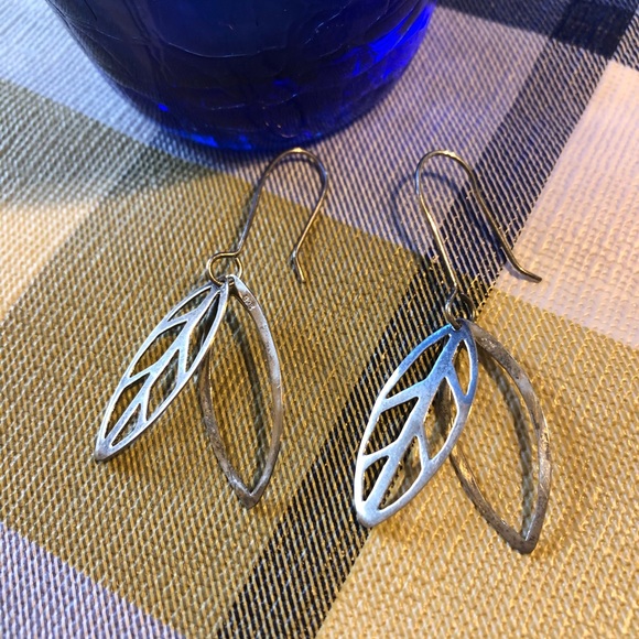 Sterling Silver Leaf Earrings - Picture 1 of 5